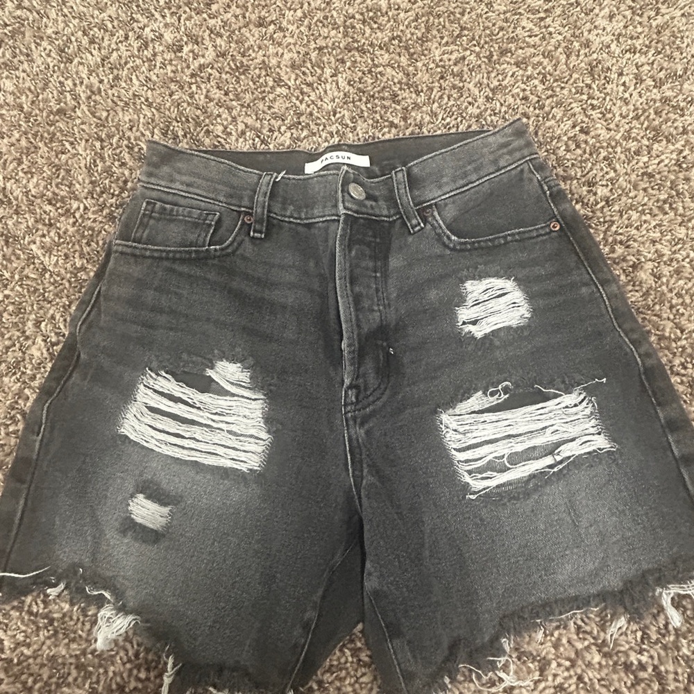 Pacsun High Rise Boy Short Distressed Denim Black Wash Jeans
